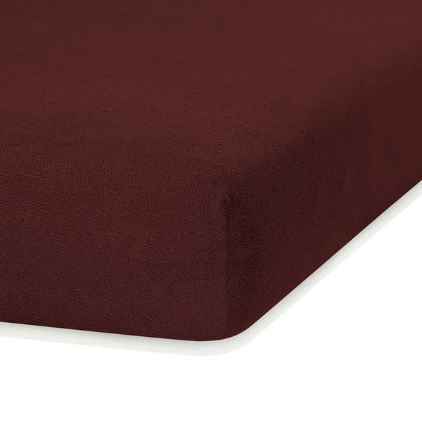 Brązowe prześcieradło frotte z gumką 180x200 cm Ruby – Restilo-image-1