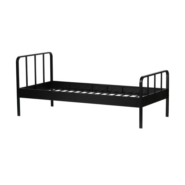 Czarne metalowe łóżko ze stelażem 90x200 cm Mees – WOOOD