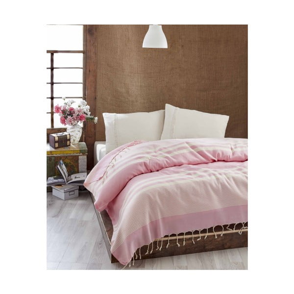 Lekka narzuta na łóżko Hereke Pink, 200x235 cm
