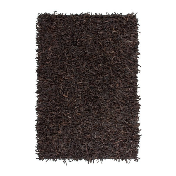 Ciemnobrązowy skórzany dywan Rodeo, 80x150cm