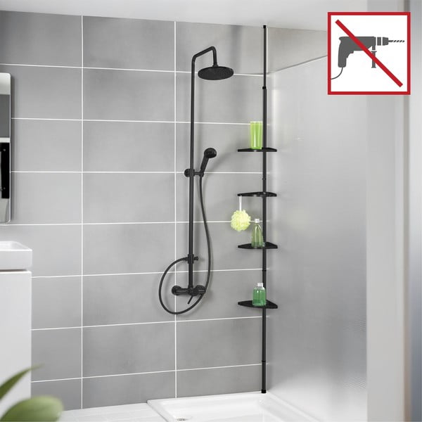 Czarna plastikowa narożna półka łazienkowa teleskopowa Compact – Wenko-image-4