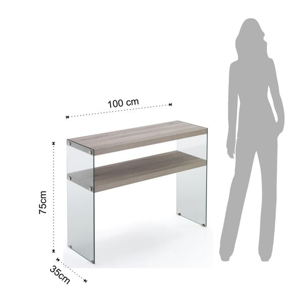 Naturalna konsola z blatem w dekorze dębu 35x100 cm Nancy – Tomasucci-image-1