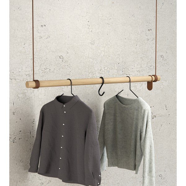 Wieszak ścienny z litego drewna dębowego w naturalnym kolorze 110 cm Swing L – LIND DNA-image-1