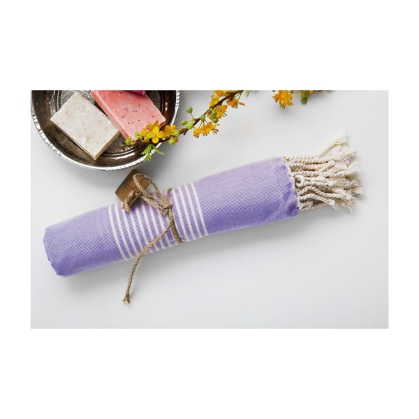 Ręcznik hamam Line Lilac, 100x180 cm