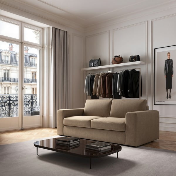 Jasnobrązowa aksamitna sofa 218 cm Baga – Rodier-image-1