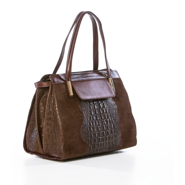 Skórzana torebka Croco Brown-image-4