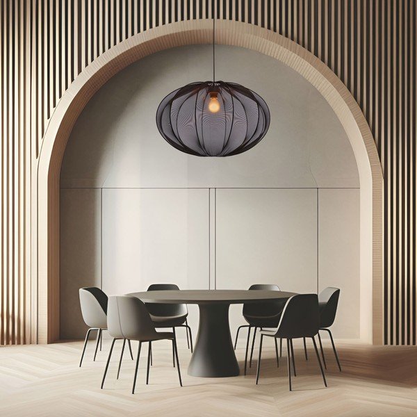 Czarna lampa wisząca z tekstylnym kloszem ø 60 cm Mellow – Candellux Lighting-image-1