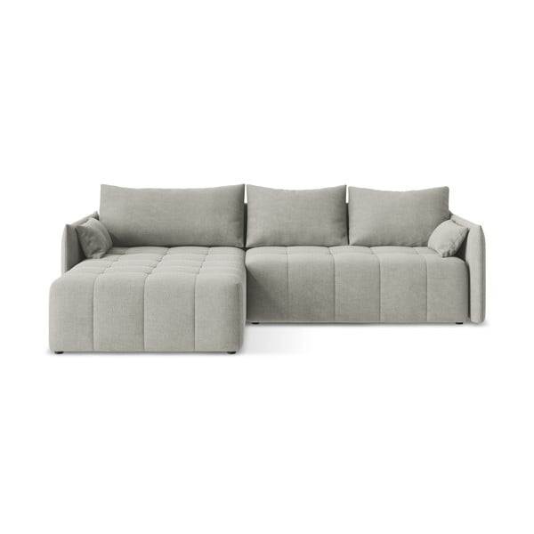 Jasnoszary rozkładany/ze schowkiem narożnik (lewostronny/z szezlongiem) Moku – Makamii