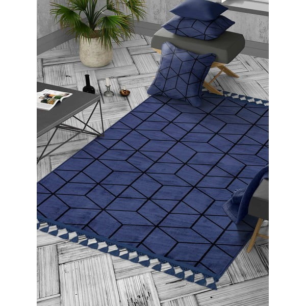 Niebieski dywan odpowiedni do prania 180x120 cm − Vitaus-image-1