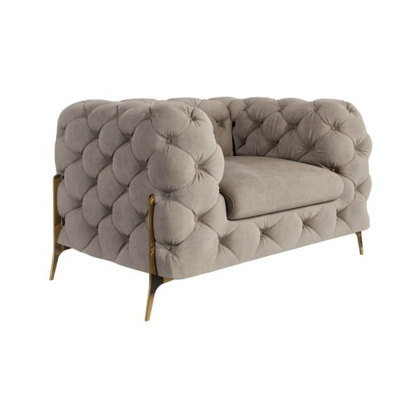 Szarobeżowy aksamitny fotel Chelsea Bis – Ropez