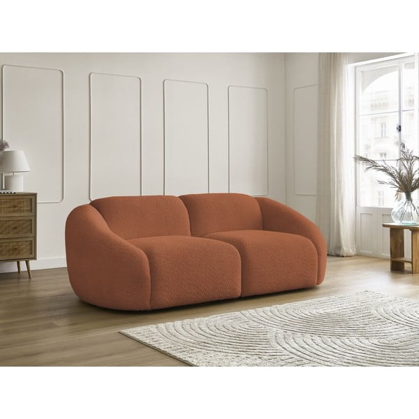 Pomarańczowa sofa z materiału bouclé 230 cm Tina – Bobochic Paris-image-4