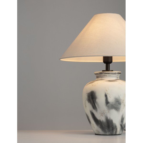 Biała/szara lampa stołowa ceramiczna z tekstylnym kloszem (wysokość 55 cm) Lupe – Nova Luce-image-4