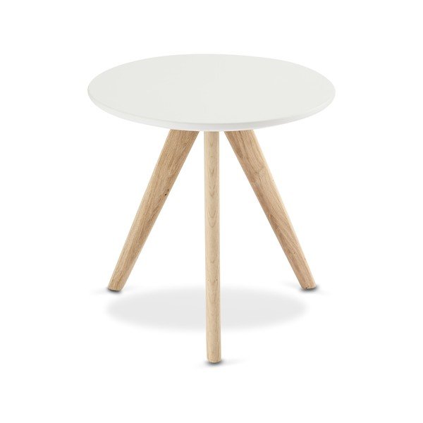 Biały stolik drewniany Furnhouse Life, Ø 40 cm-image-3