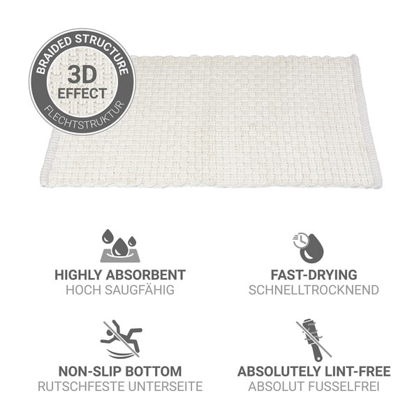 Biały tekstylny dywanik łazienkowy 50x80 cm Ecoli – Wenko-image-4