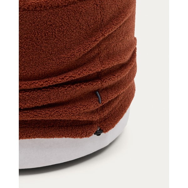 Puf z materiału bouclé w kolorze terakoty Kaeli – Kave Home-image-4