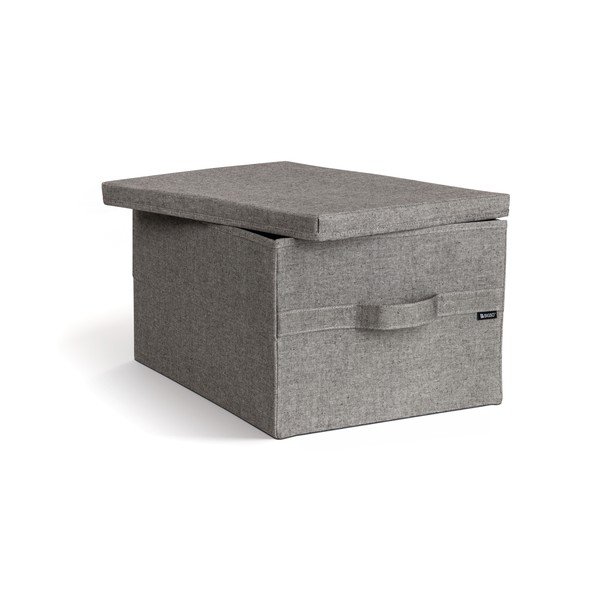 Szary tekstylny pojemnik z pokrywką 36x46x25 cm Soft Storage Large – Bigso-image-3