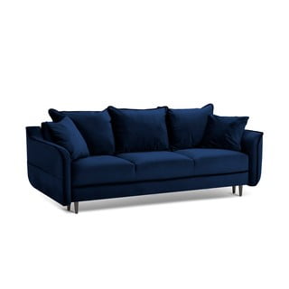 Niebieska aksamitna sofa rozkładana Kooko Home Basso