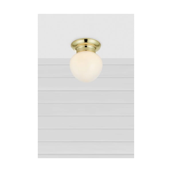 Lampa sufitowa w biało-mosiężnym kolorze ze szklanym kloszem Ronda – Markslöjd-image-1