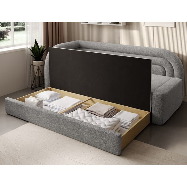 Szara rozkładana/ze schowkiem sofa z materiału bouclé lewostronna 223 cm Fabillo – ELTAP-image-4