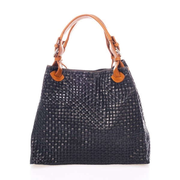 Ciemnoniebieska skórzana torebka Federica Bass Hydri-image-1