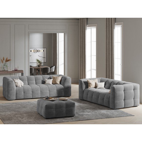 Szary aksamitny puf Windsor & Co Sofas Vesta-image-1