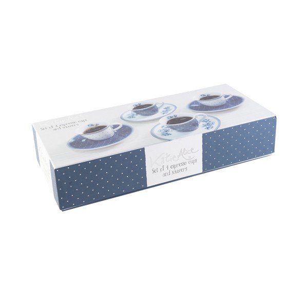 Zestaw 4 porcelanowych filiżanek do espresso ze spodkiem Creative Tops Vintage Indigo-image-4