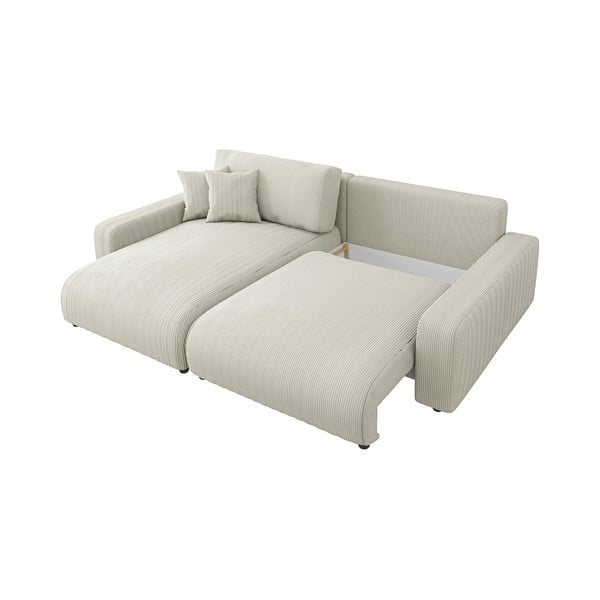 Kremowy sztruksowy rozkładany narożnik (strona zmienna) Sara – Ropez-image-3