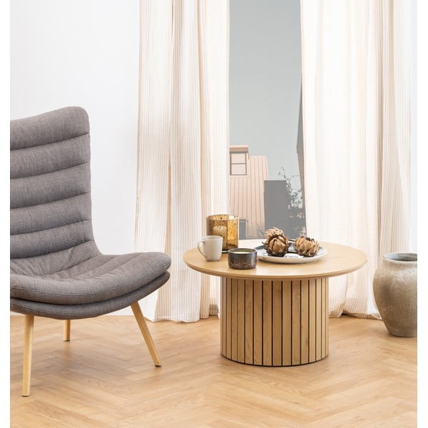 Okrągły stolik z blatem w dekorze dębu ø 80 cm Yale – Actona-image-1