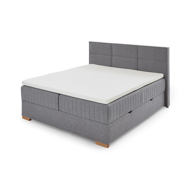 Szare łóżko boxspring ze schowkiem 180x200 cm Tambo – Meise Möbel
