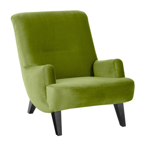 Zielony fotel z czarnymi nogami Max Winzer Brandford Suede