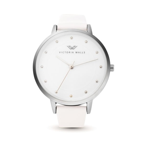 Damski zegarek z białym skórzanym paskiem Victoria Walls Mist