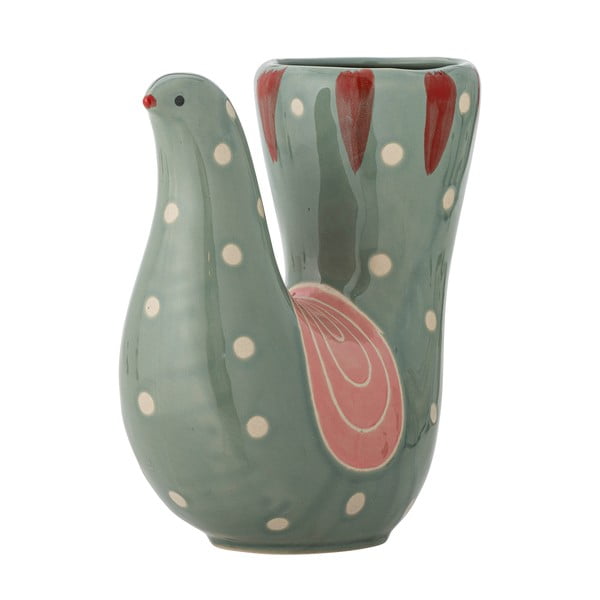 Zielony kamionkowy ręcznie malowany wazon (wysokość 19 cm) Trudy – Bloomingville-image-2