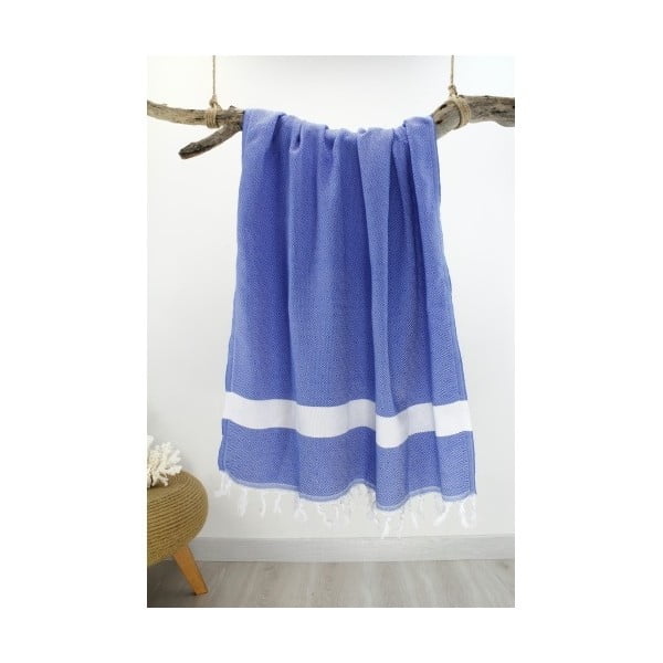 Niebieski ręcznik Hammam Diamond Style, 100x180 cm