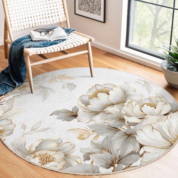 Jasnoszaro-beżowy okrągły dywan odpowiedni do prania ø 80 cm Soft and Gentle – Mila Home-image-1