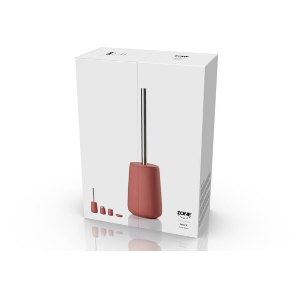 Jasnoczerwona porcelanowa szczotka do WC Nova – Zone-image-3