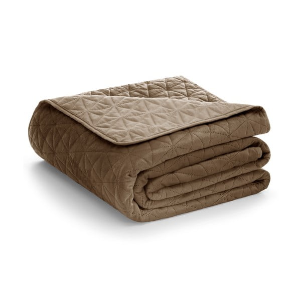 Jasnobrązowa narzuta pikowana z aksamitu 220x240 cm Laila – AmeliaHome