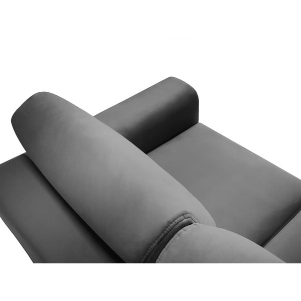 Jasnoszara aksamitna rozkładana sofa ze schowkiem 235 cm Kyoto – Cosmopolitan Design-image-4