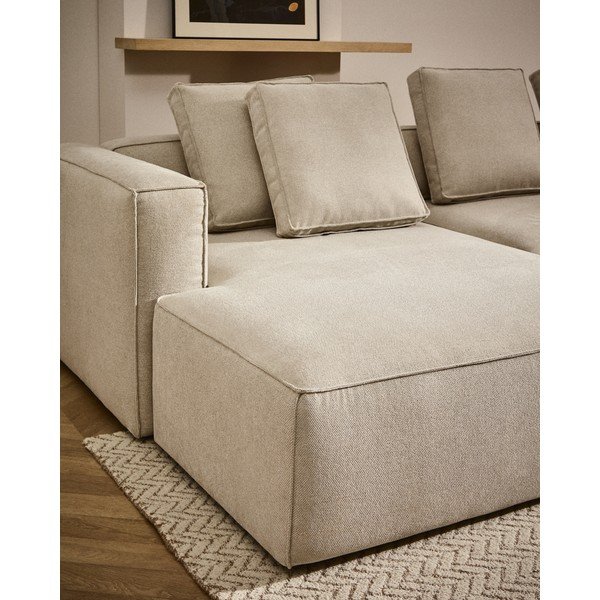 Beżowy rozkładany narożnik z tkaniny szenilowej (lewostronny/z szezlongiem) Marela – Kave Home-image-1