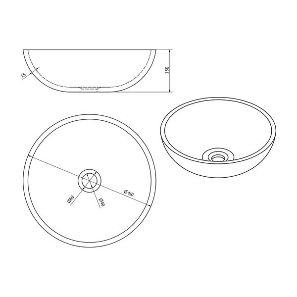 Ciemnoniebieska ceramiczna okrągła umywalka ø 41 cm Priori – Sapho-image-3