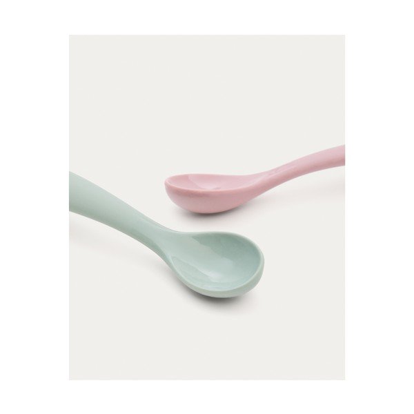 Różowo-turkusowe plastikowo-silikonowe łyżeczki dla dzieci zestaw 2 szt. Lili – Kave Home-image-4
