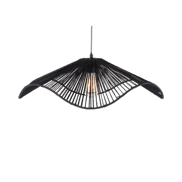 Czarna lampa wisząca z kloszem z plecionki papierowej ø 62 cm Sombra – Leitmotiv