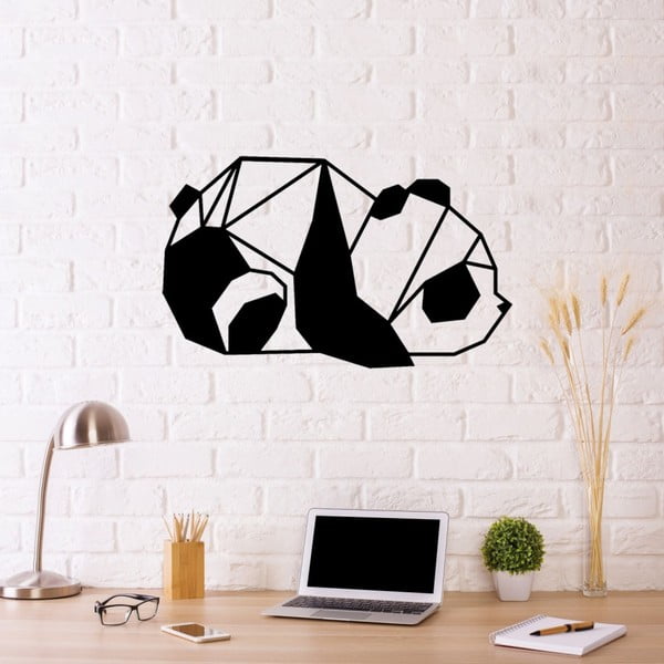 Czarna metalowa dekoracja ścienna Panda, 55x33 cm