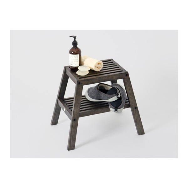 Czarny stołek z drewna dębowego Wireworks Slatted Stool-image-4