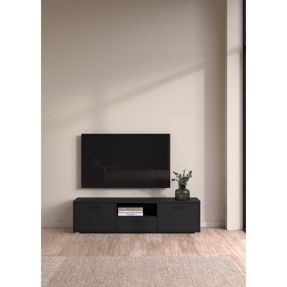 Czarna szafka pod TV 147x38 cm Media – Tvilum (zdjęcie 9)