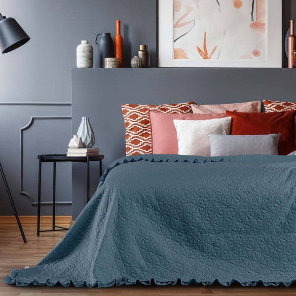 Niebieska narzuta AmeliaHome Tilia Marine, 260x240 cm-image-1