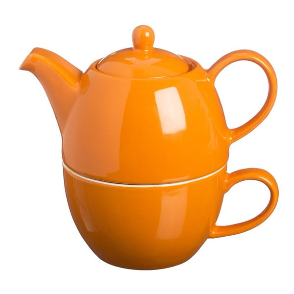 Dzbanek do herbaty z filiżanką Tea For One Bright Orange, 400 ml