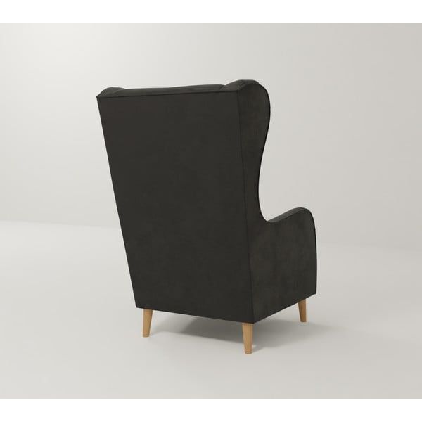 Ciemnoszary aksamitny fotel typu uszak Carole – Ropez-image-2
