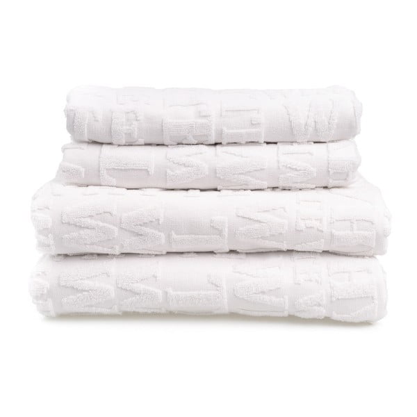 Zestaw 4 białych ręczników z bawełny Casa Di Bassi Typo