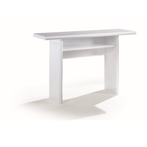 Biały stół rozkładany z połyskiemy Terraneo Consolle, 120x35/70 cm