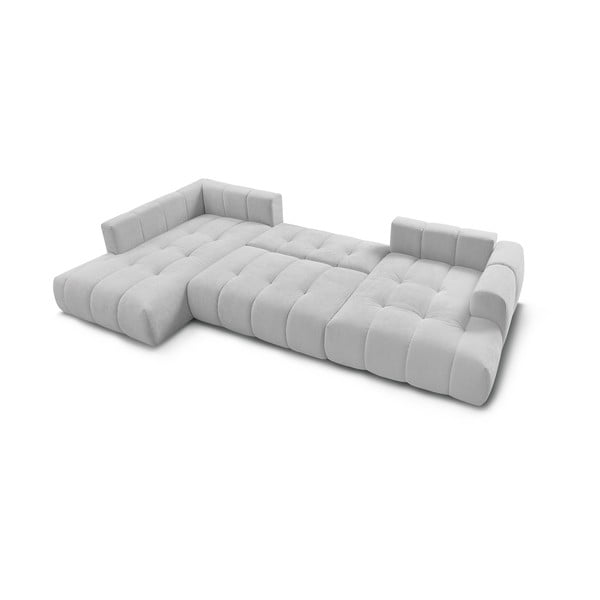 Jasnoszary rozkładany/ze schowkiem narożnik (lewostronny/w kształcie litery U) Fuji – Bobochic Paris-image-4